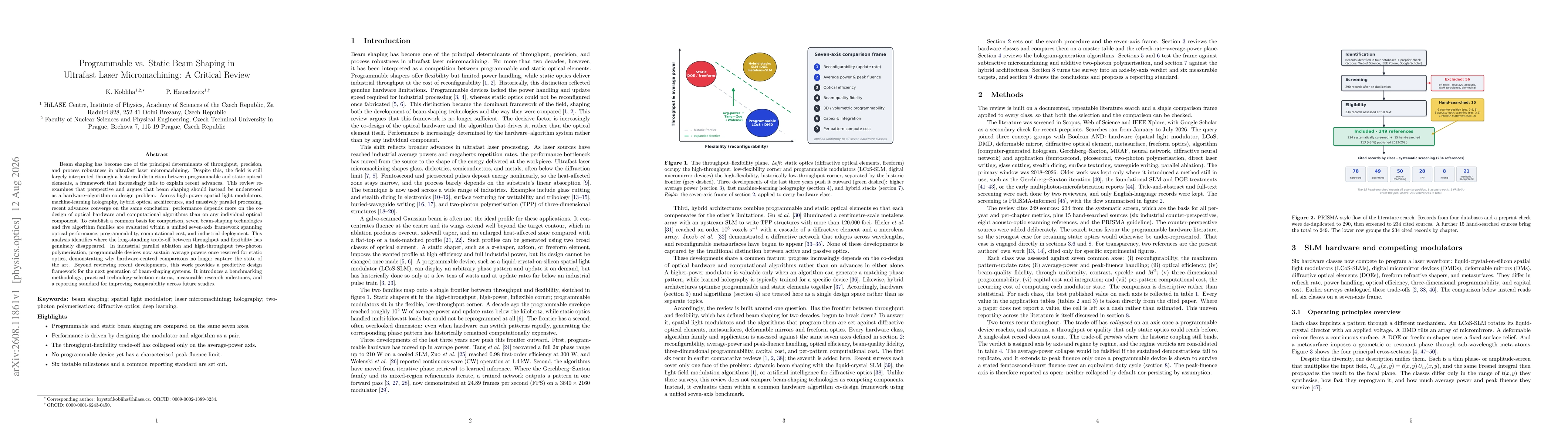 Thumbnail for Programmable vs. Static Beam Shaping in Ultrafast Laser Micromachining: A Critical Review