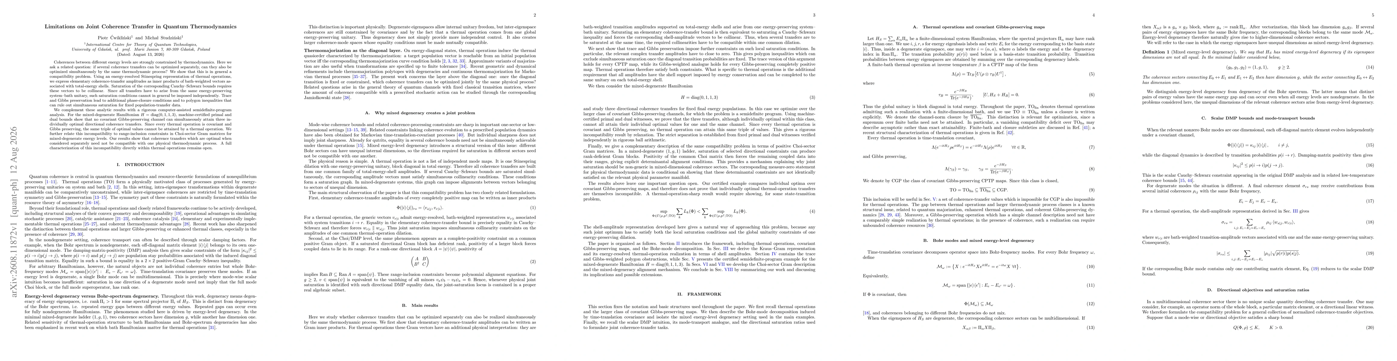 Thumbnail for Limitations on Joint Coherence Transfer in Quantum Thermodynamics