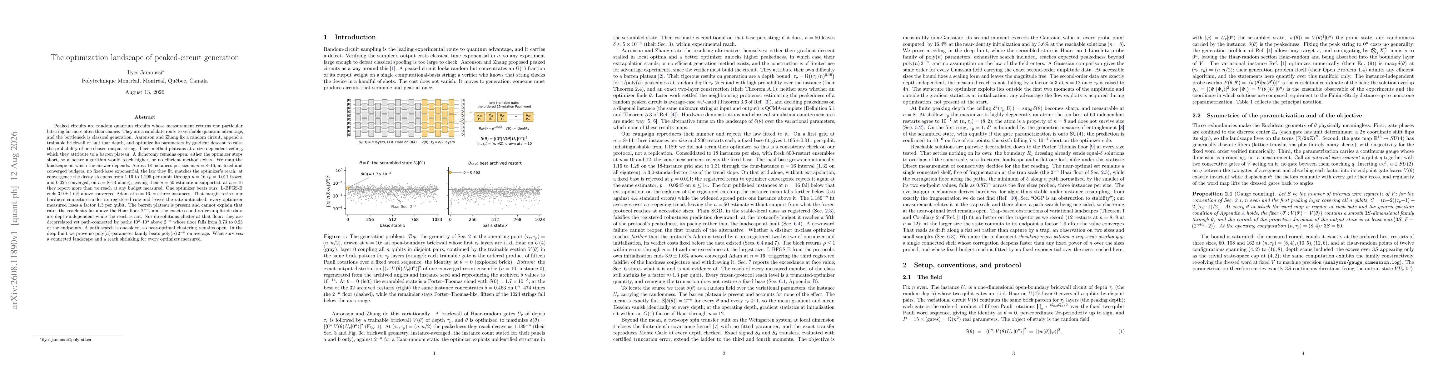 Thumbnail for The optimization landscape of peaked-circuit generation