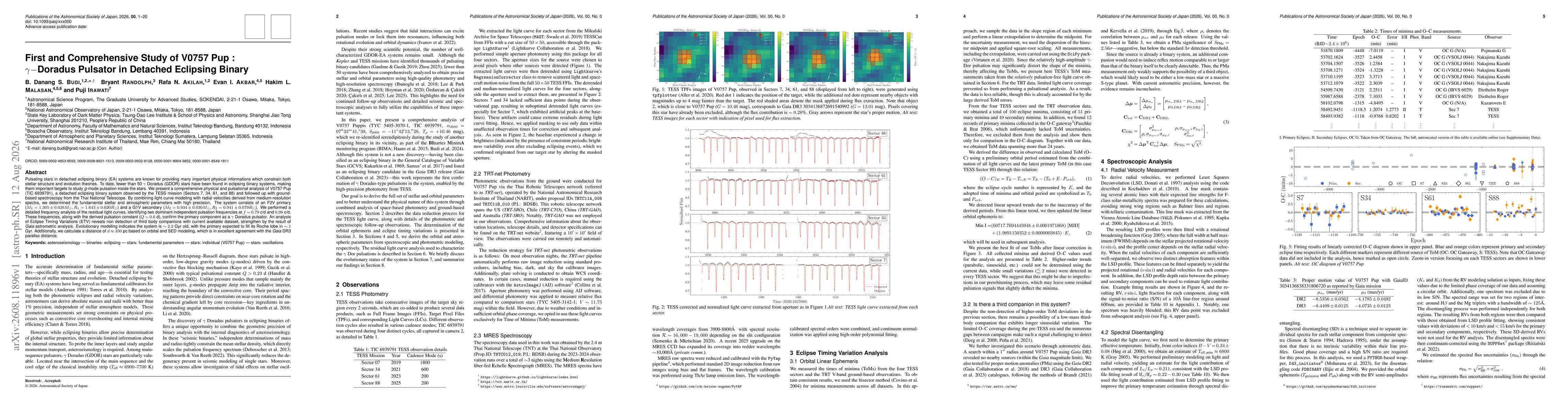 Thumbnail for First and Comprehensive Study of V0757 Pup : $γ-$Doradus Pulsator in Detached Eclipsing Binary