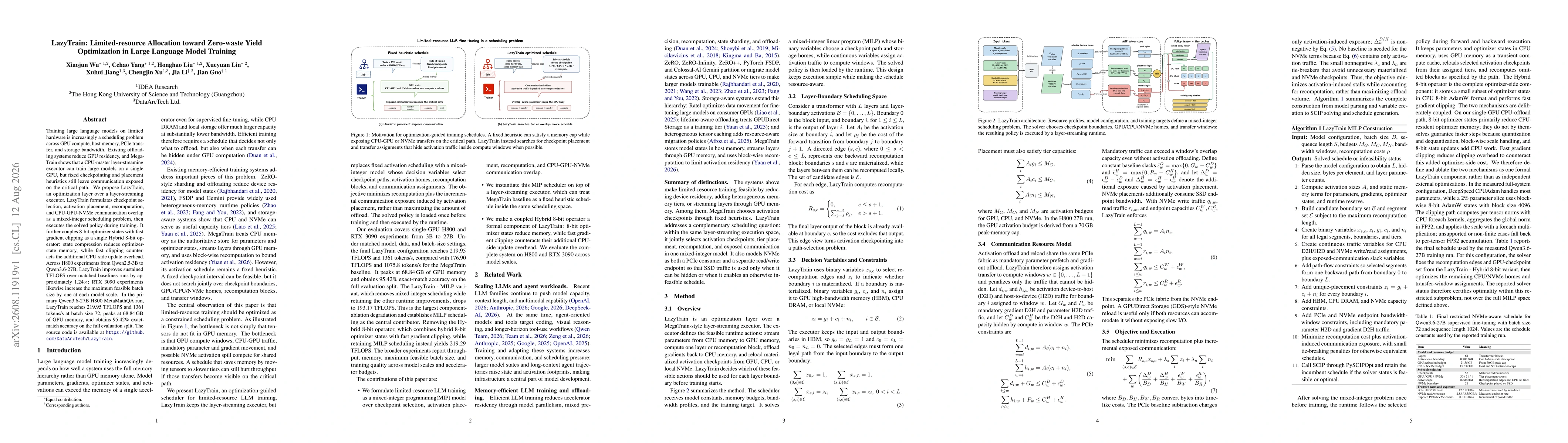 Thumbnail for LazyTrain: Limited-resource Allocation toward Zero-waste Yield Optimization in Large Language Model Training