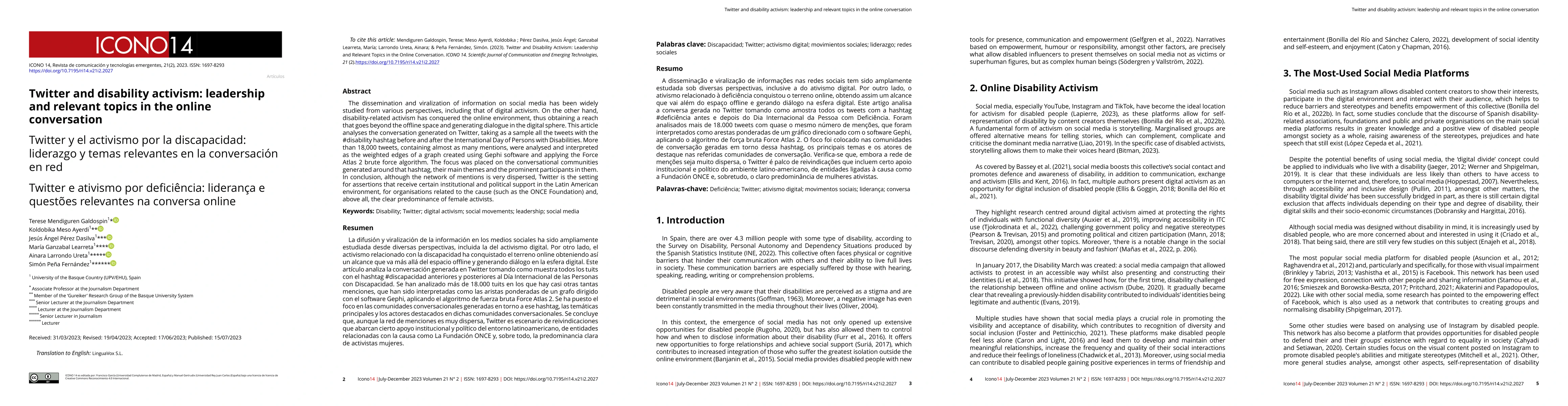 Thumbnail for Twitter and disability activism: leadership and relevant topics in the online conversation