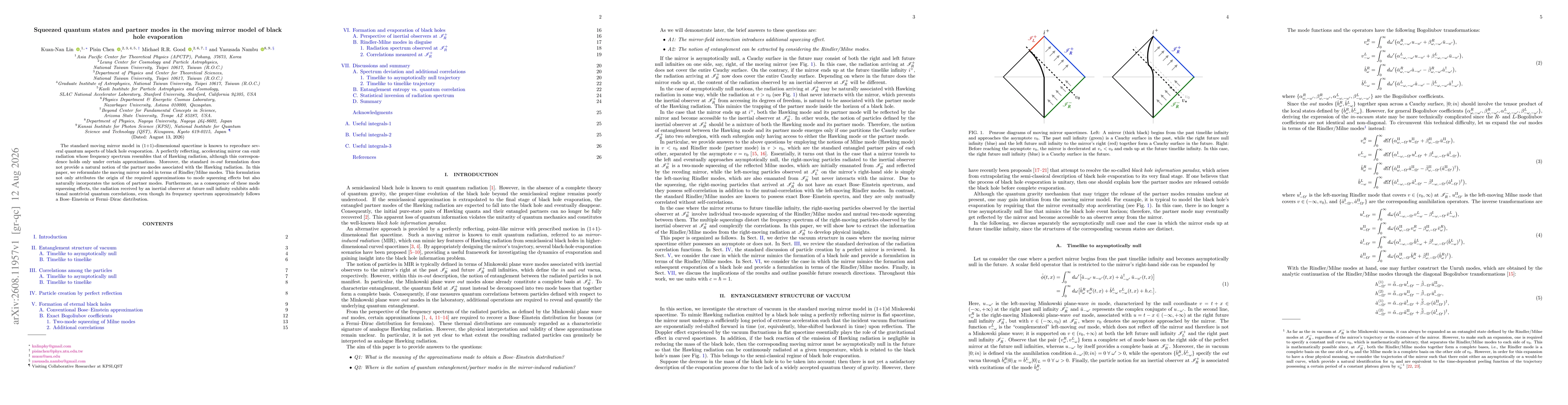 Thumbnail for Squeezed quantum states and partner modes in the moving mirror model of black hole evaporation