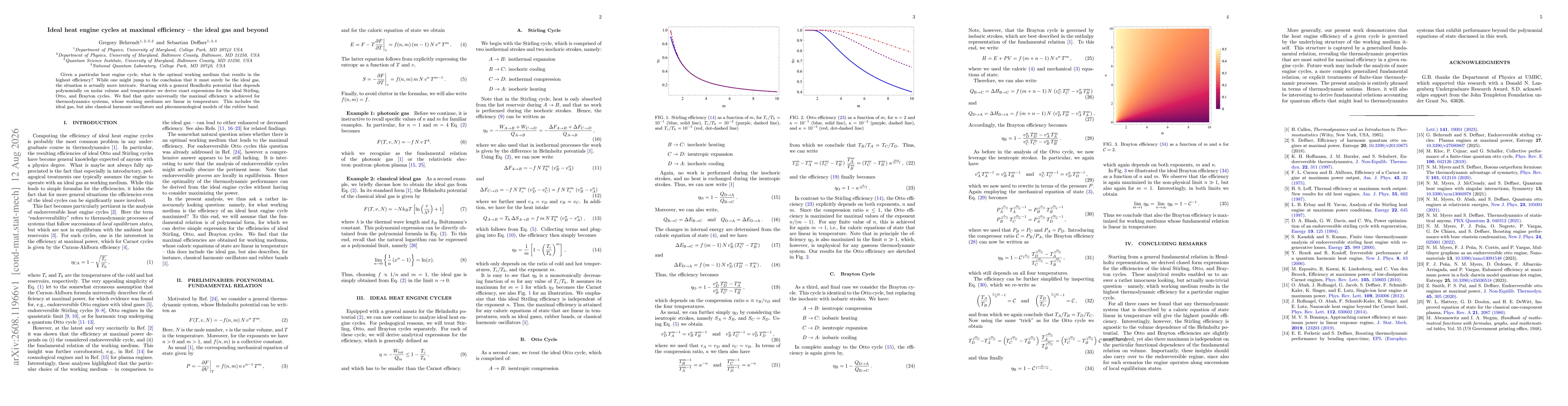 Thumbnail for Ideal heat engine cycles at maximal efficiency -- the ideal gas and beyond