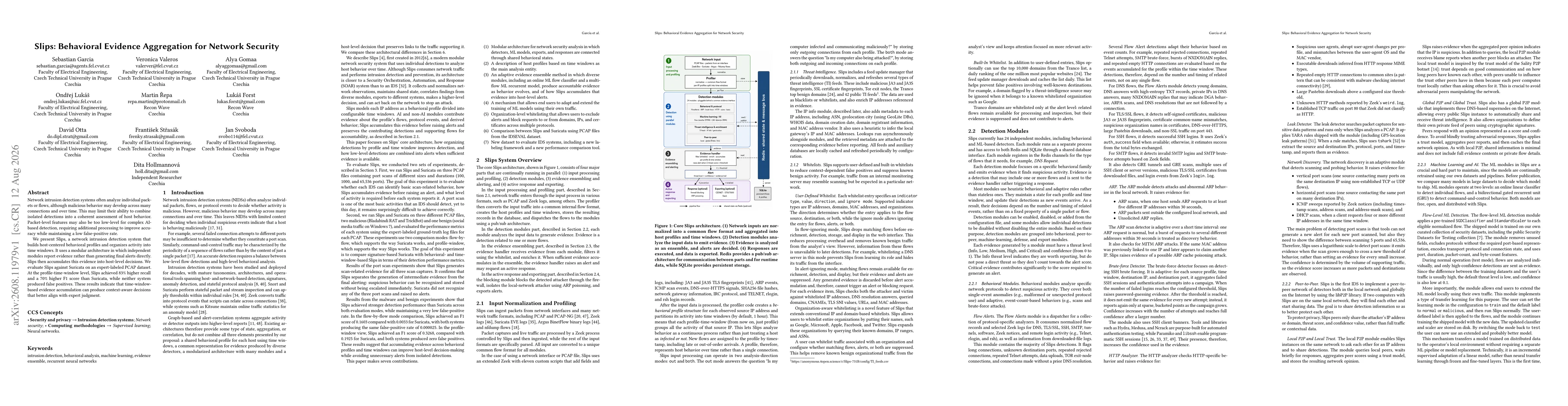 Thumbnail for Slips: Behavioral Evidence Aggregation for Network Security