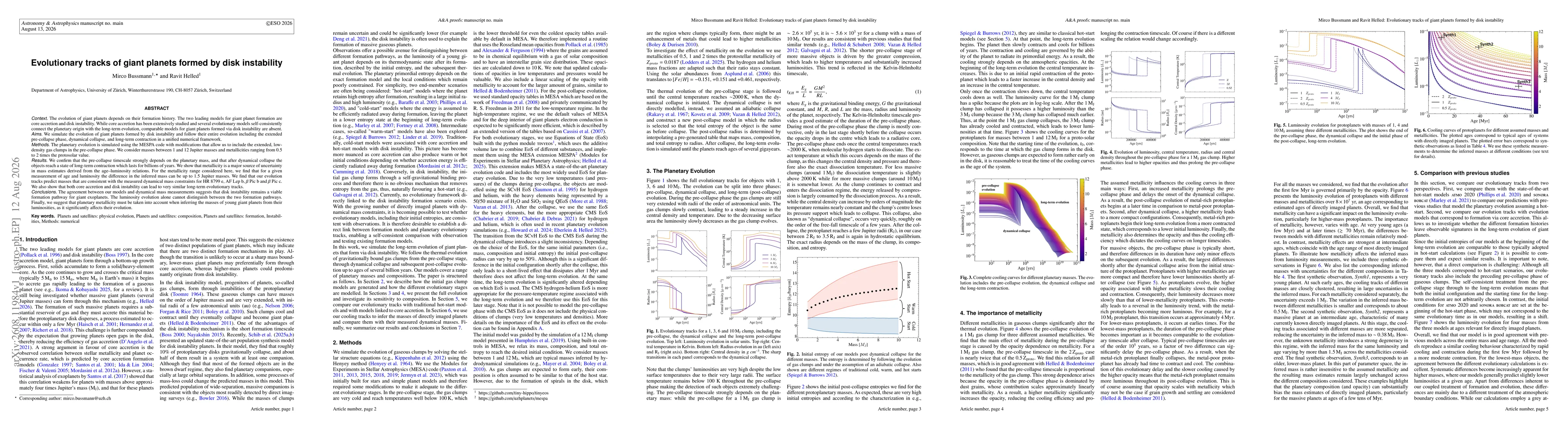 Thumbnail for Evolutionary tracks of giant planets formed by disk instability
