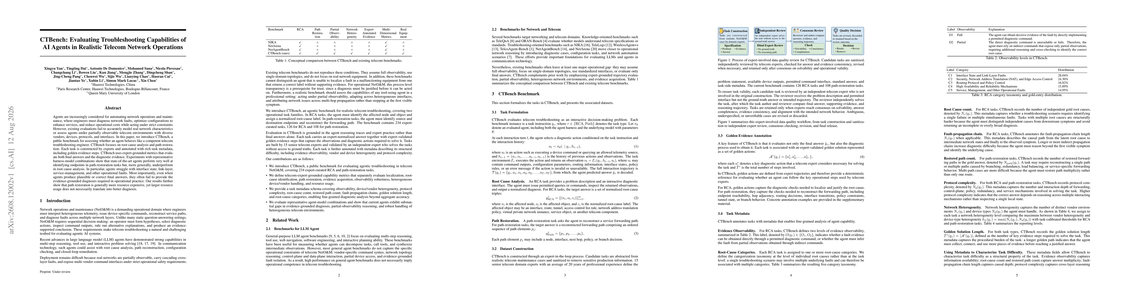 Thumbnail for CTBench: Evaluating Troubleshooting Capabilities of AI Agents in Realistic Telecom Network Operations