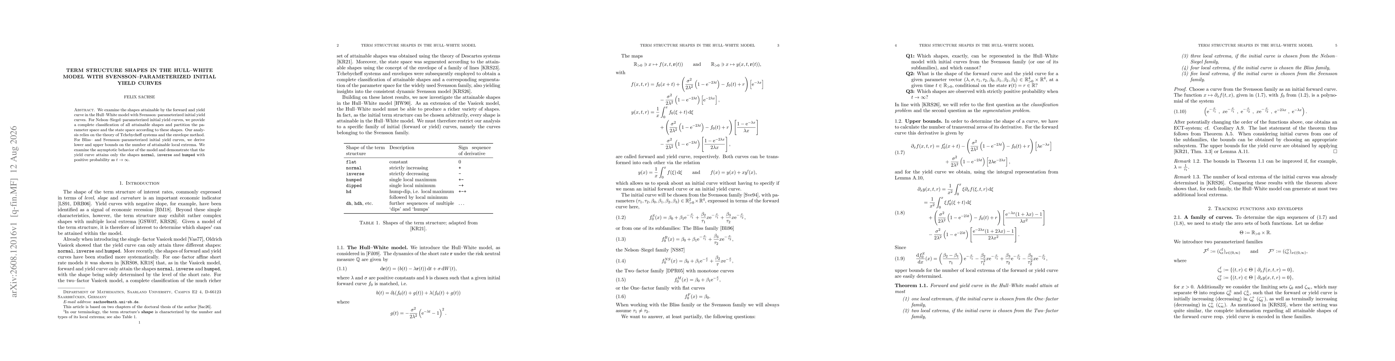 Thumbnail for Term structure shapes in the Hull-White model with Svensson-parameterized initial yield curves