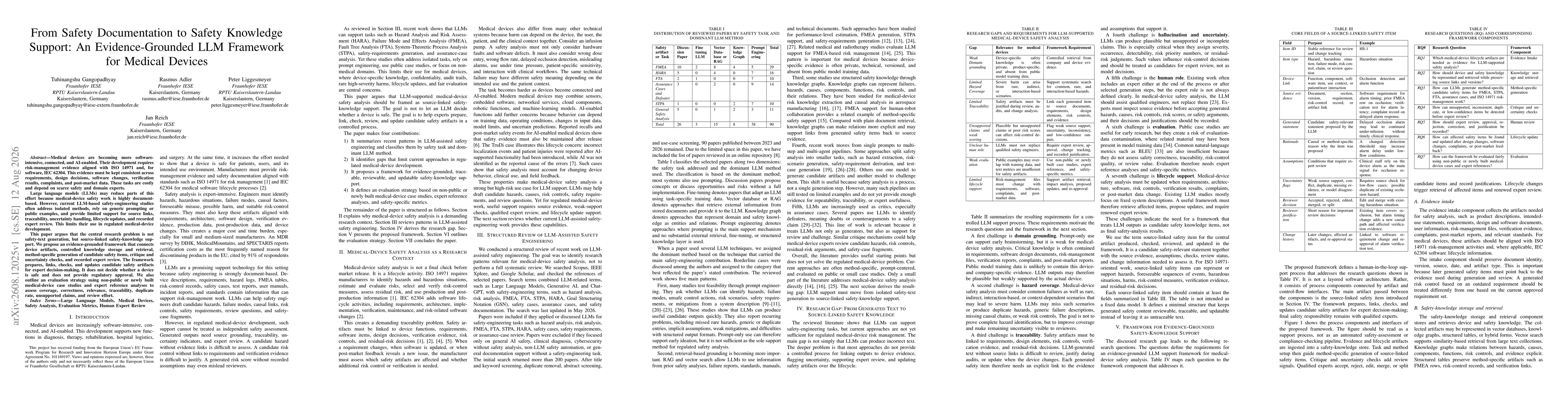 Thumbnail for From Safety Documentation to Safety Knowledge Support: An Evidence-Grounded LLM Framework for Medical Devices