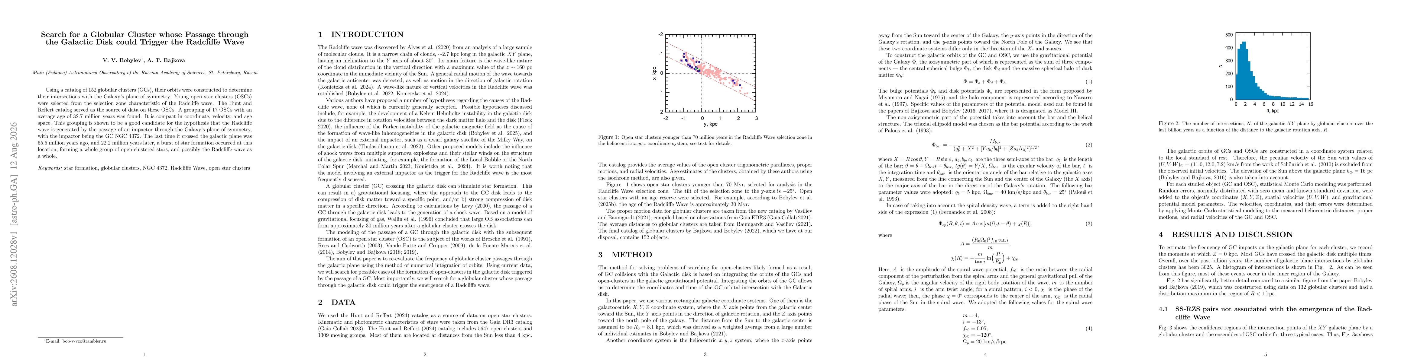 Thumbnail for Search for a Globular Cluster whose Passage through the Galactic Disk could Trigger the Radcliffe Wave