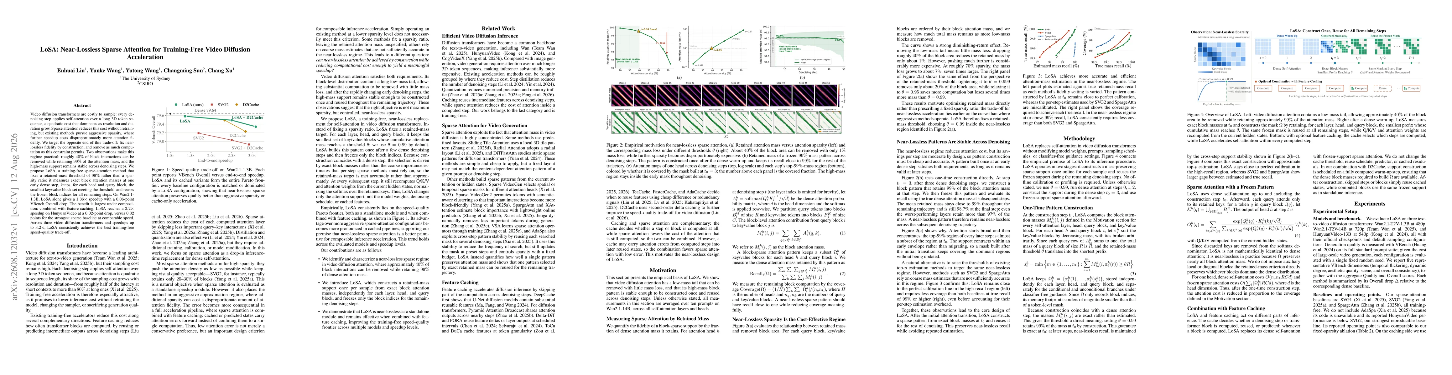 Thumbnail for LoSA: Near-Lossless Sparse Attention for Training-Free Video Diffusion Acceleration