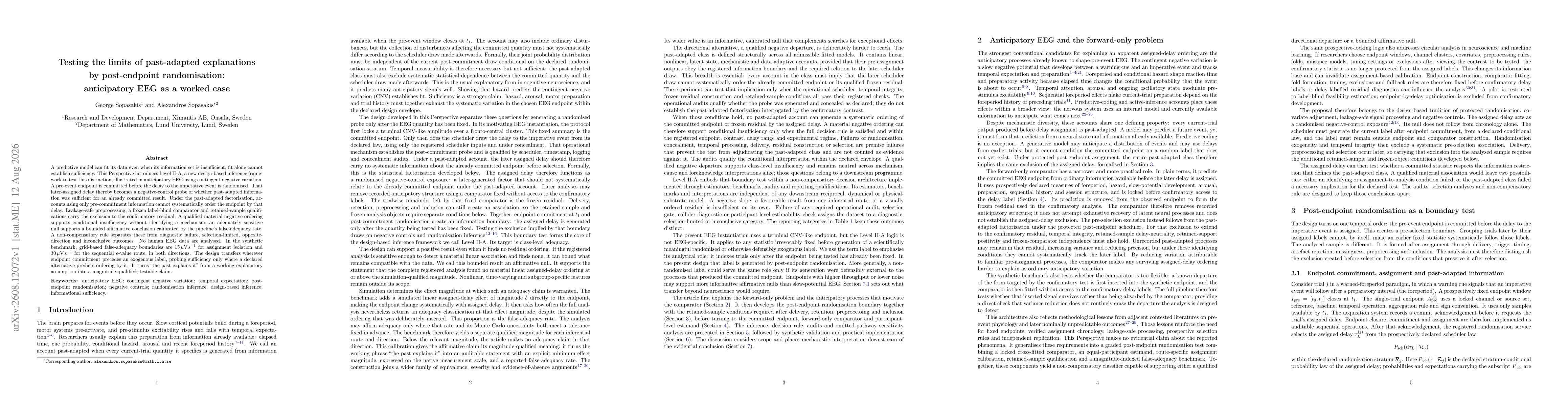 Thumbnail for Testing the limits of past-adapted explanations by post-endpoint randomisation: anticipatory EEG as a worked case