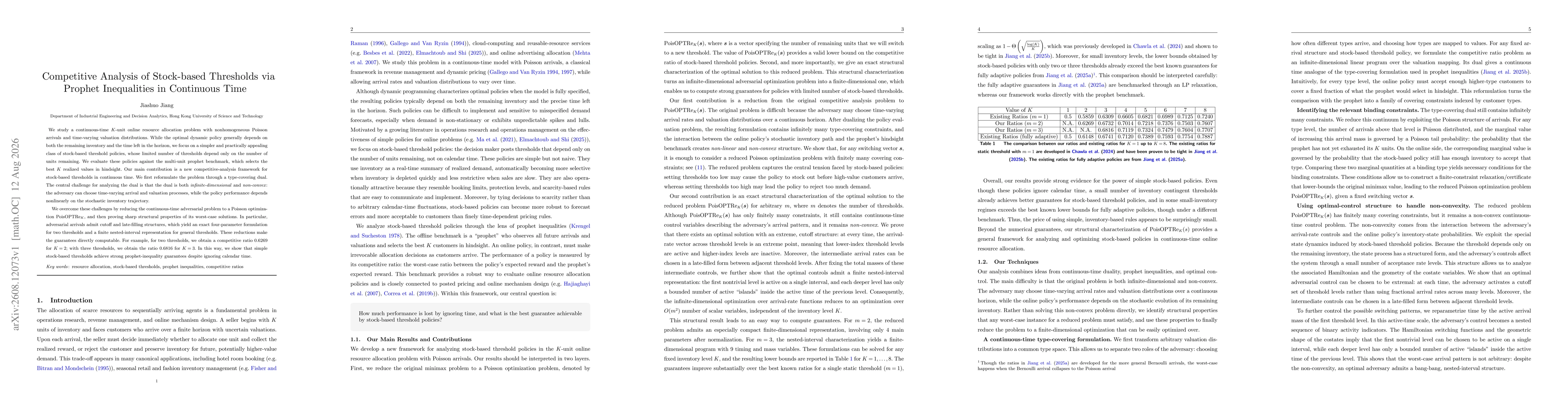 Thumbnail for Competitive Analysis of Stock-based Thresholds via Prophet Inequalities in Continuous Time
