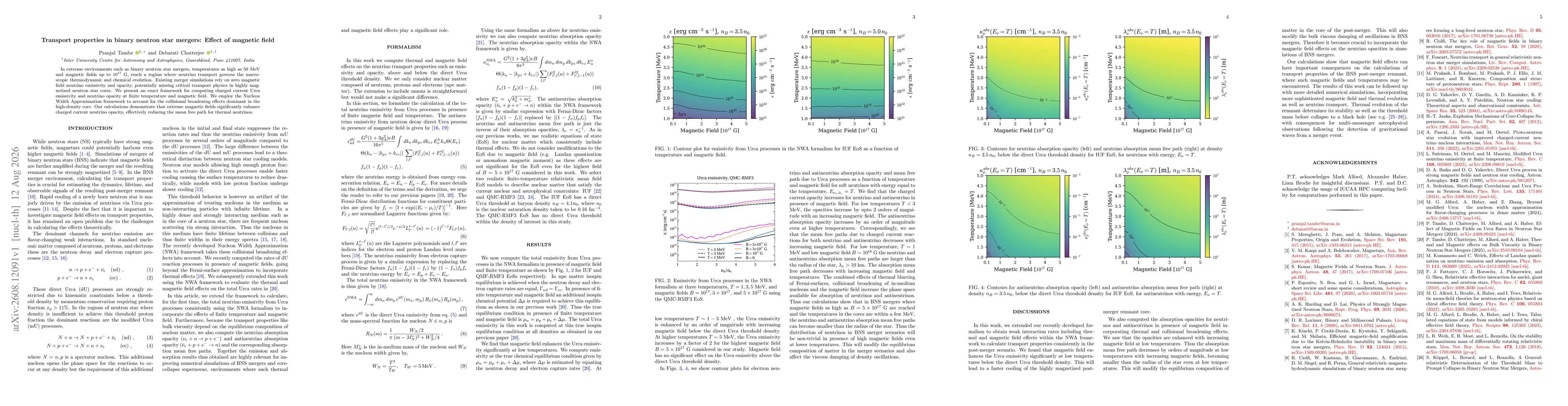 Thumbnail for Transport properties in binary neutron star mergers: Effect of magnetic field