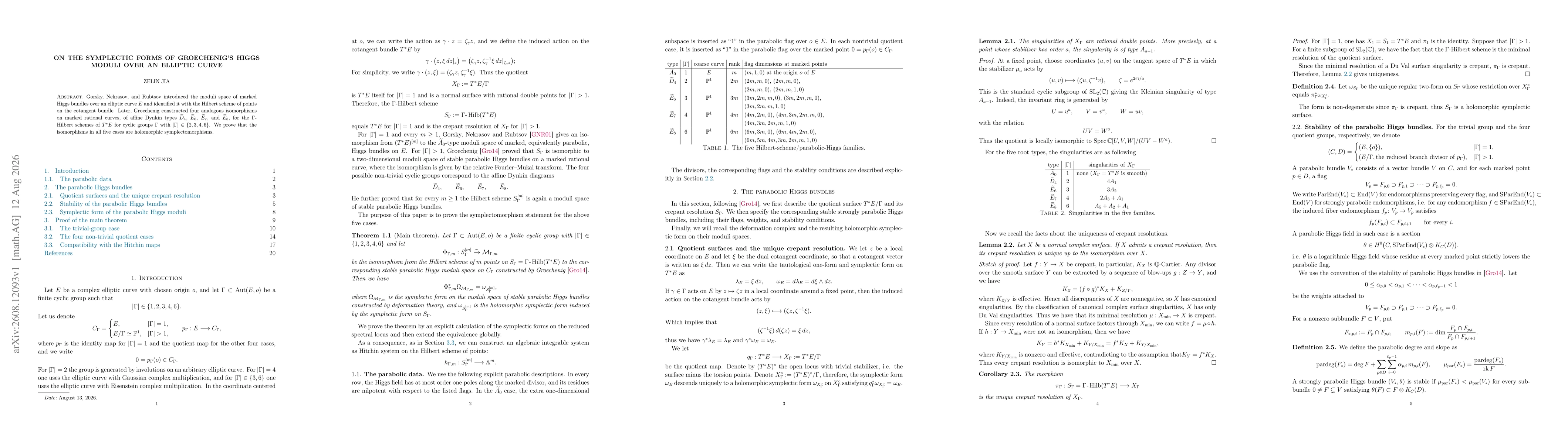Thumbnail for On the symplectic forms of Groechenig's Higgs moduli over an elliptic curve