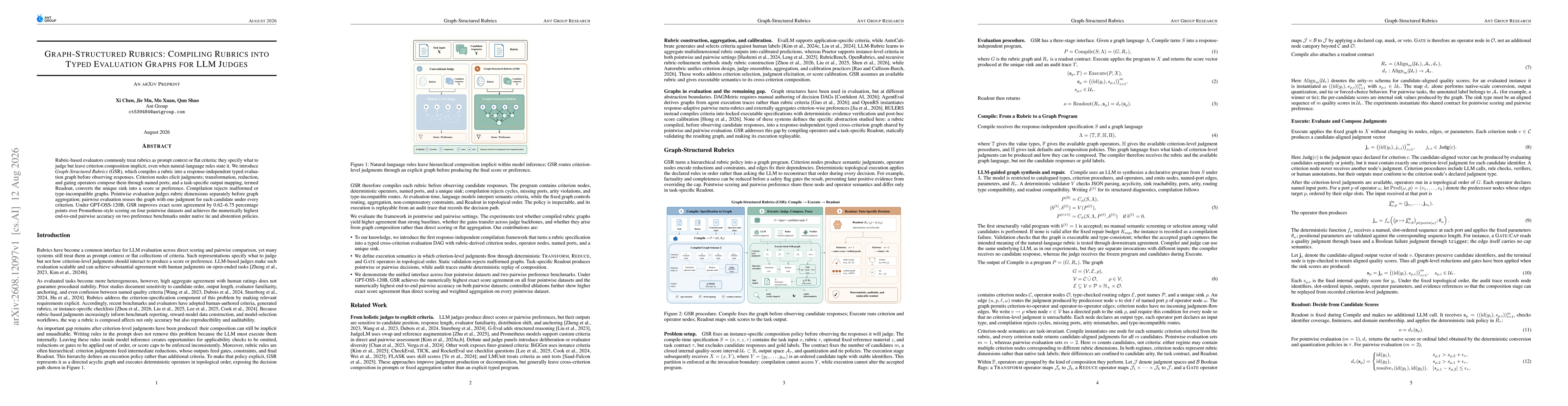 Thumbnail for Graph-Structured Rubrics: Compiling Rubrics into Typed Evaluation Graphs for LLM Judges
