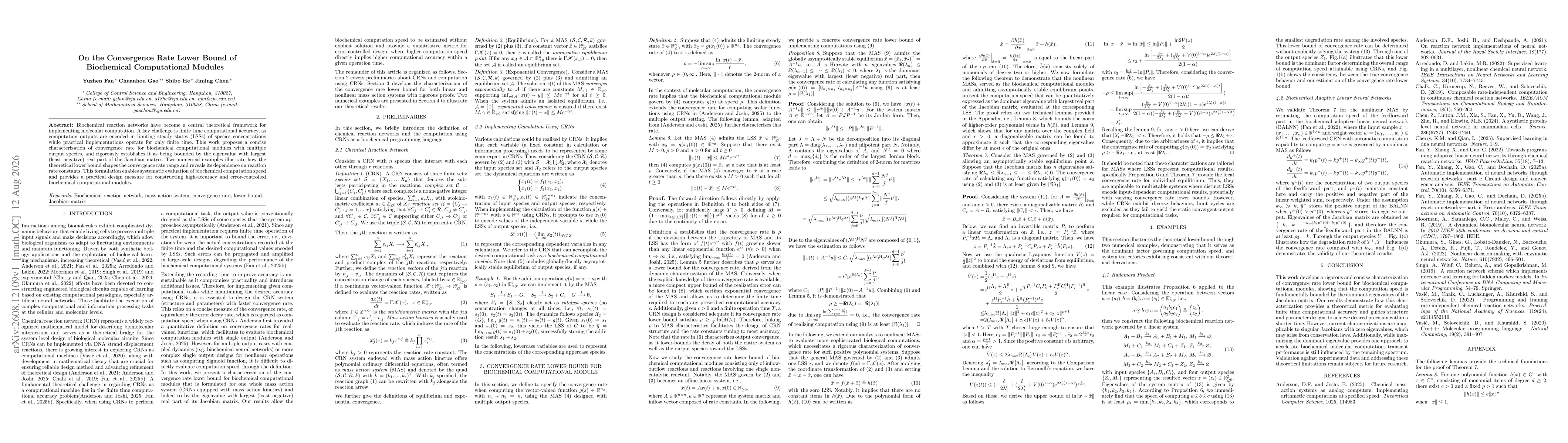 Thumbnail for On the Convergence Rate Lower Bound of Biochemical Computational Modules