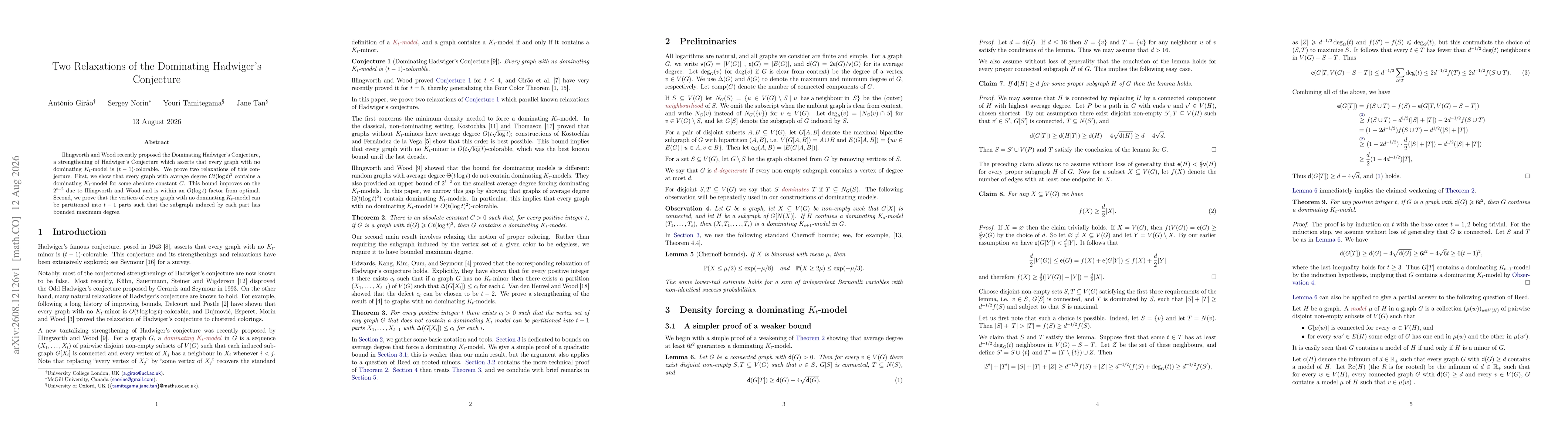 Thumbnail for Two Relaxations of the Dominating Hadwiger's Conjecture