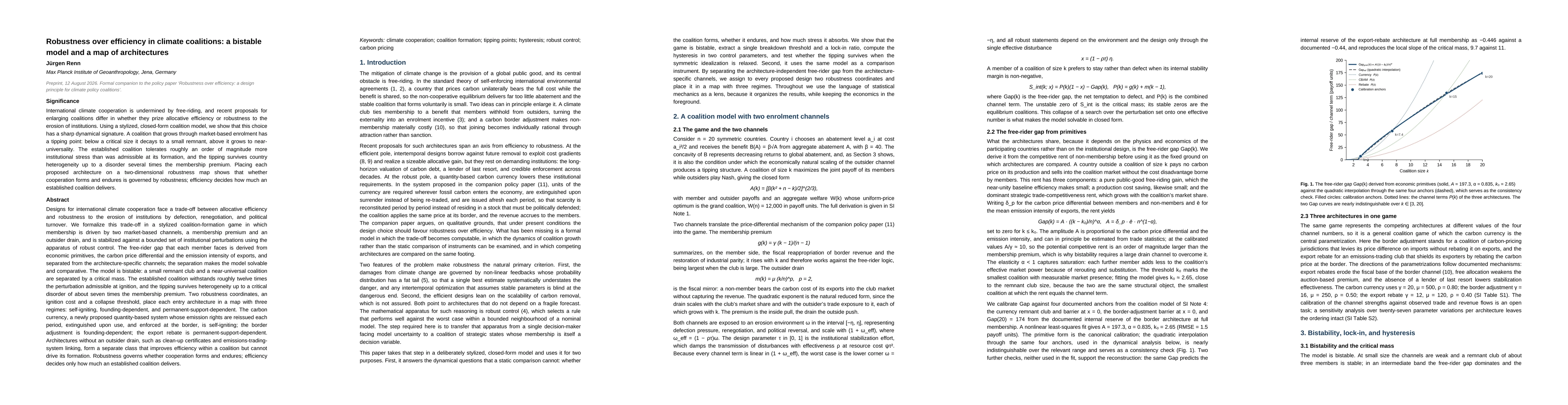 Thumbnail for Robustness over efficiency in climate coalitions: a bistable model and a map of architectures