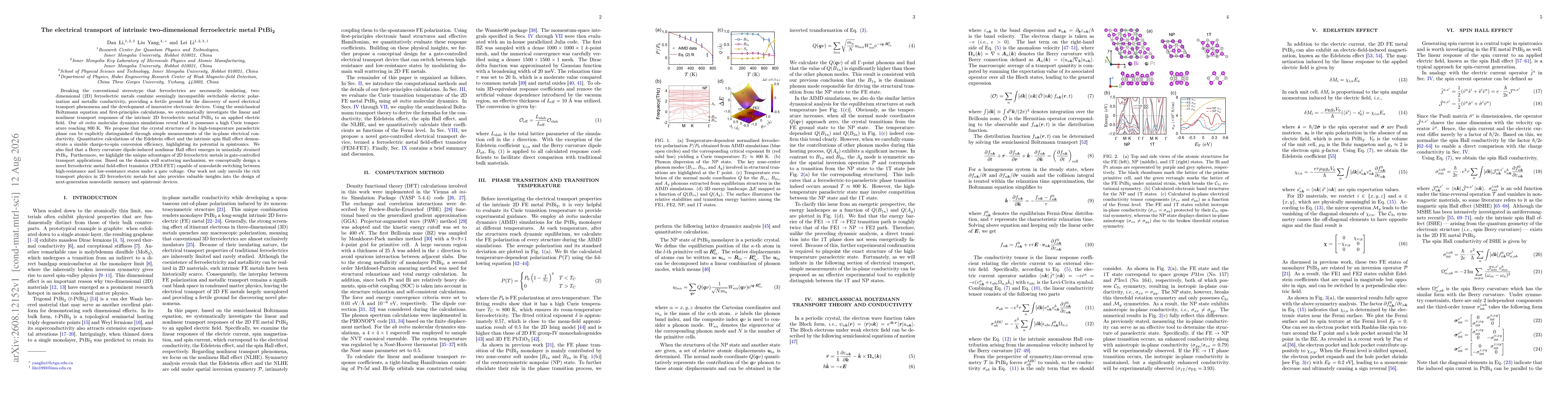 Thumbnail for The electrical transport of intrinsic two-dimensional ferroelectric metal PtBi2