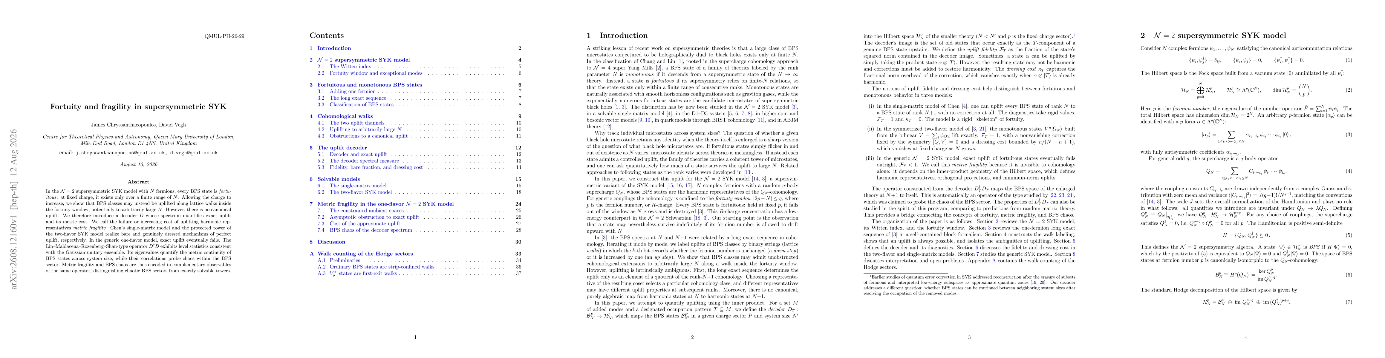 Thumbnail for Fortuity and fragility in supersymmetric SYK
