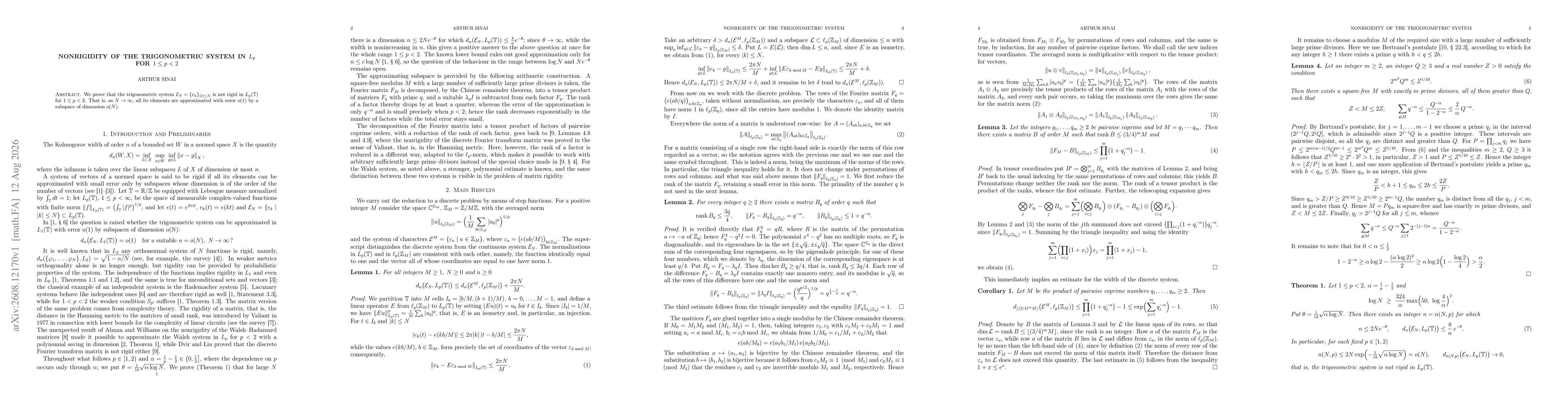 Thumbnail for Nonrigidity of the trigonometric system in $L_p$ for $1\le p<2$
