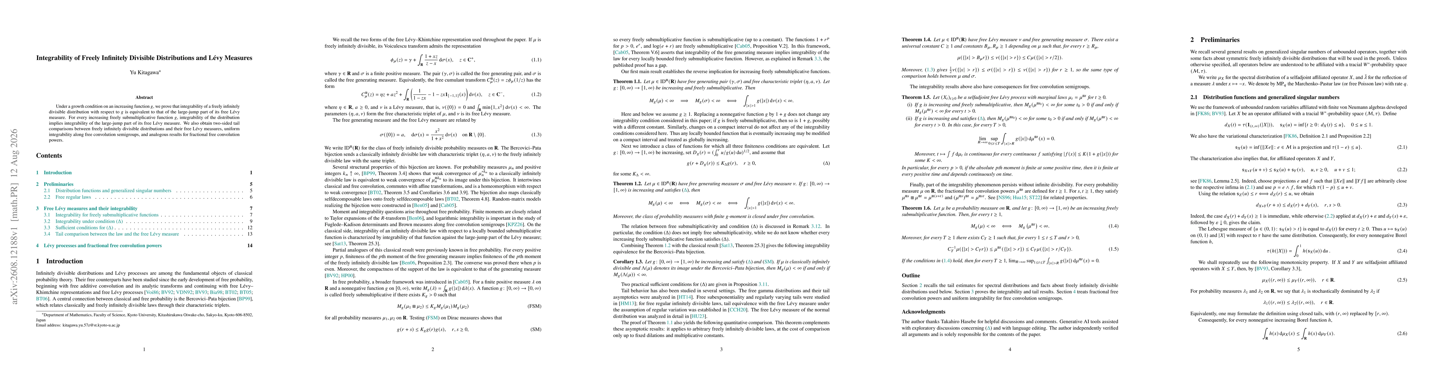 Thumbnail for Integrability of Freely Infinitely Divisible Distributions and Lévy Measures