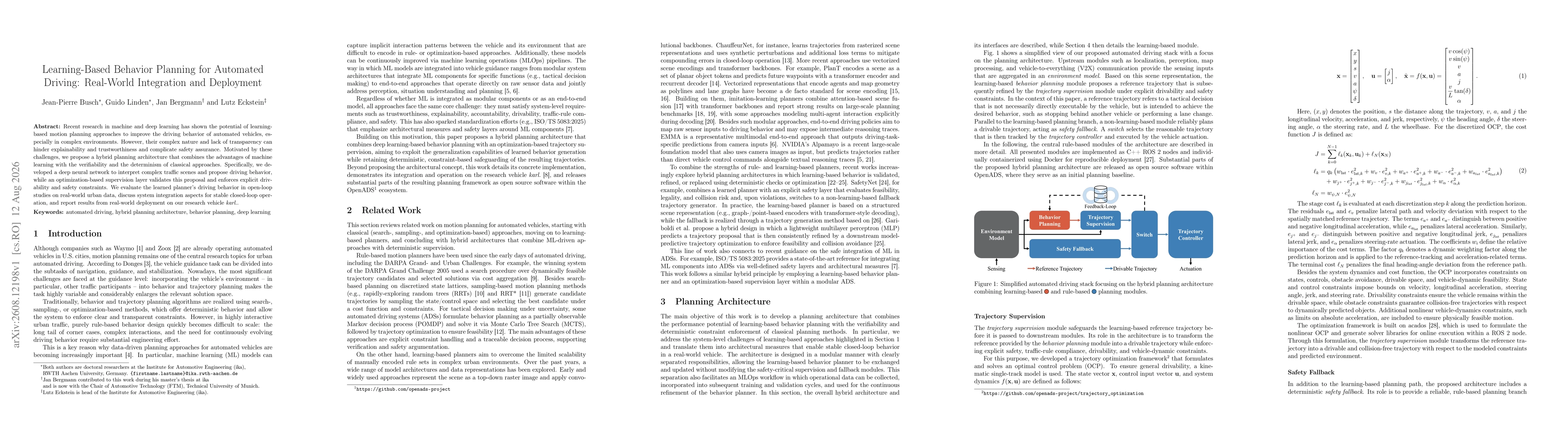 Thumbnail for Learning-Based Behavior Planning for Automated Driving: Real-World Integration and Deployment