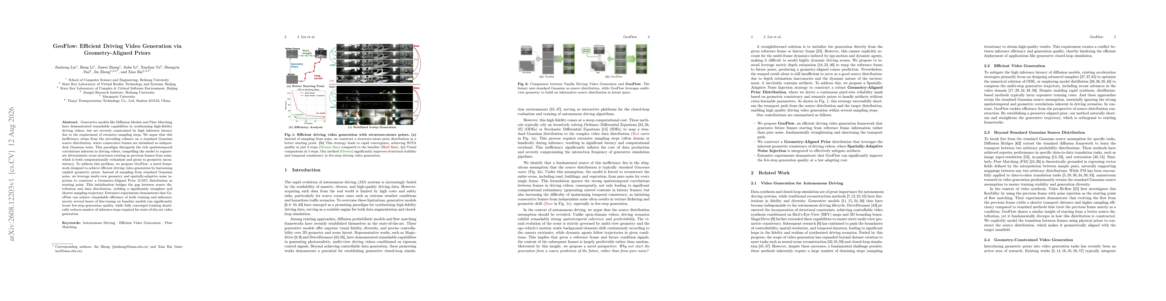 Thumbnail for GeoFlow: Efficient Driving Video Generation via Geometry-Aligned Priors