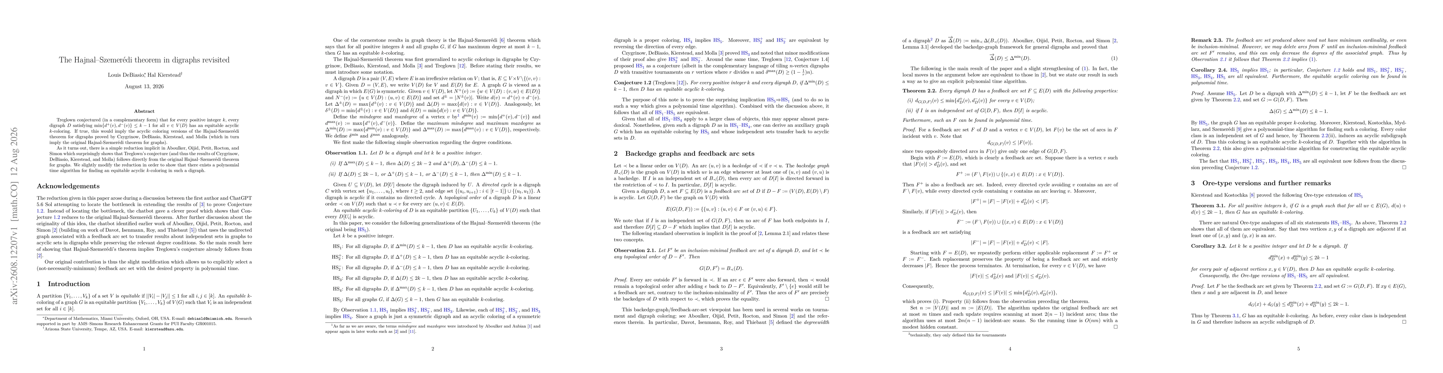 Thumbnail for The Hajnal-Szemerédi theorem in digraphs revisited