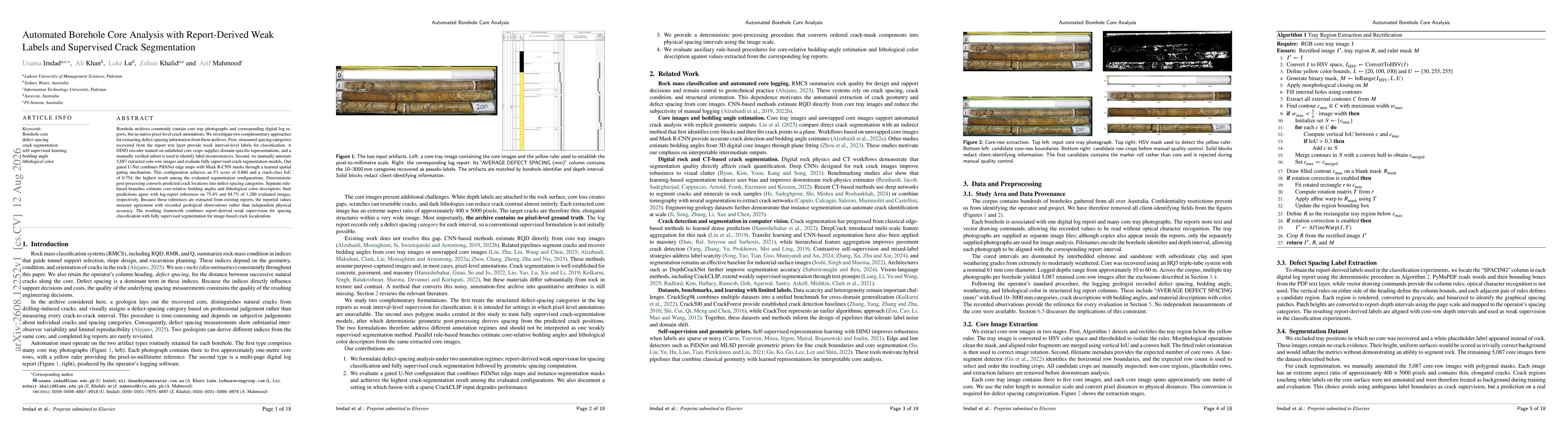Thumbnail for Automated Borehole Core Analysis with Report-Derived Weak Labels and Supervised Crack Segmentation
