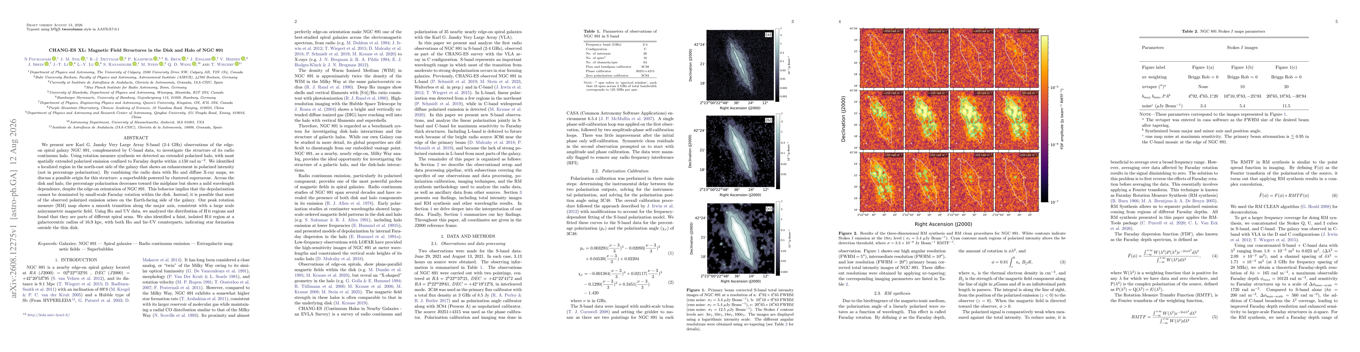 Thumbnail for CHANG-ES XL: Magnetic Field Structures in the Disk and Halo of NGC 891
