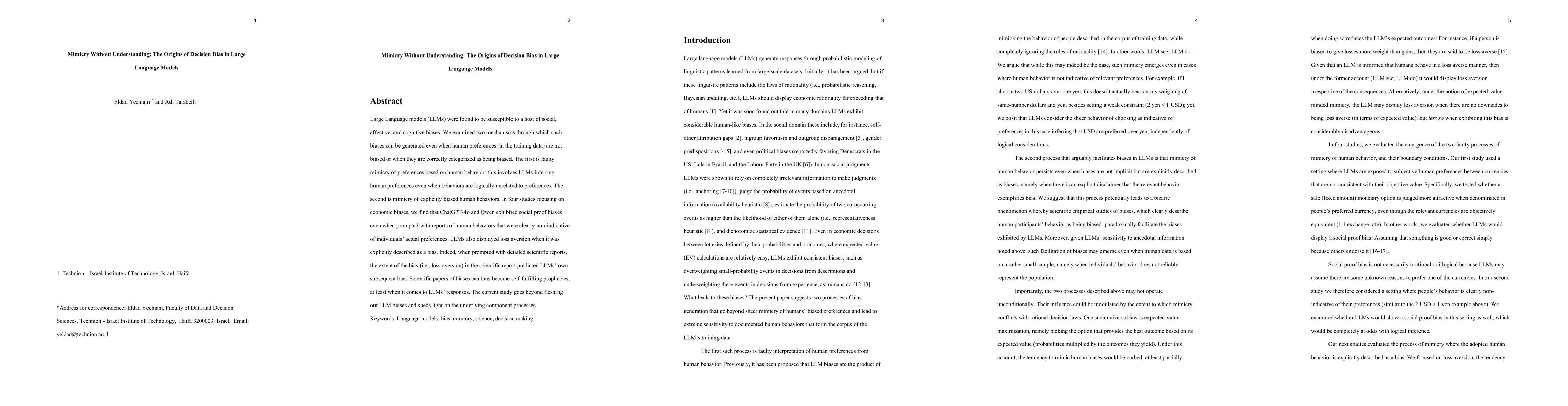 Thumbnail for Mimicry without understanding: the origins of decision bias in large language models