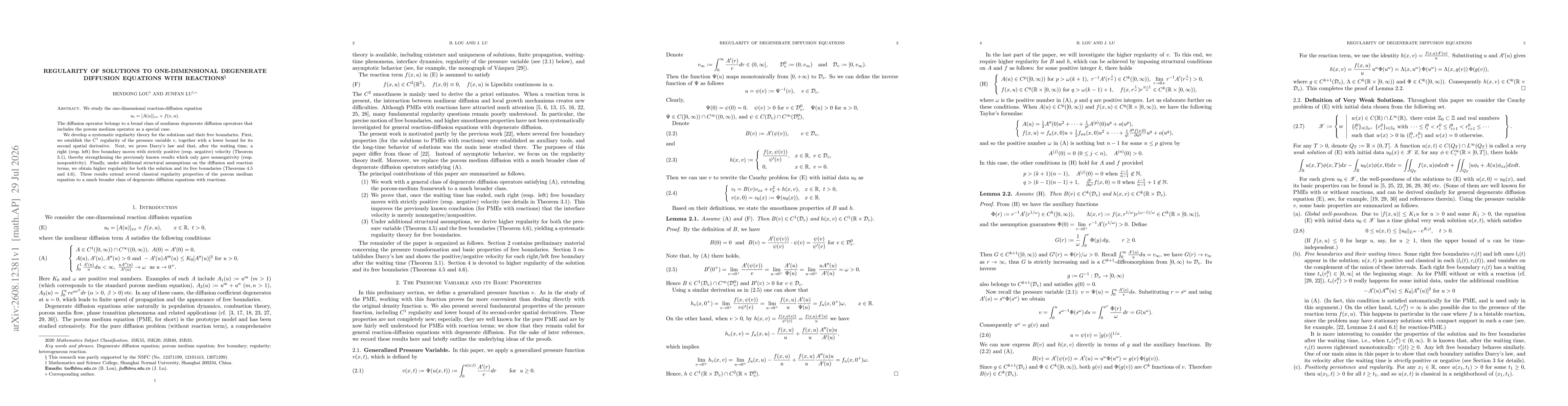 Thumbnail for Regularity of Solutions to One-Dimensional Degenerate Diffusion Equations with Reactions