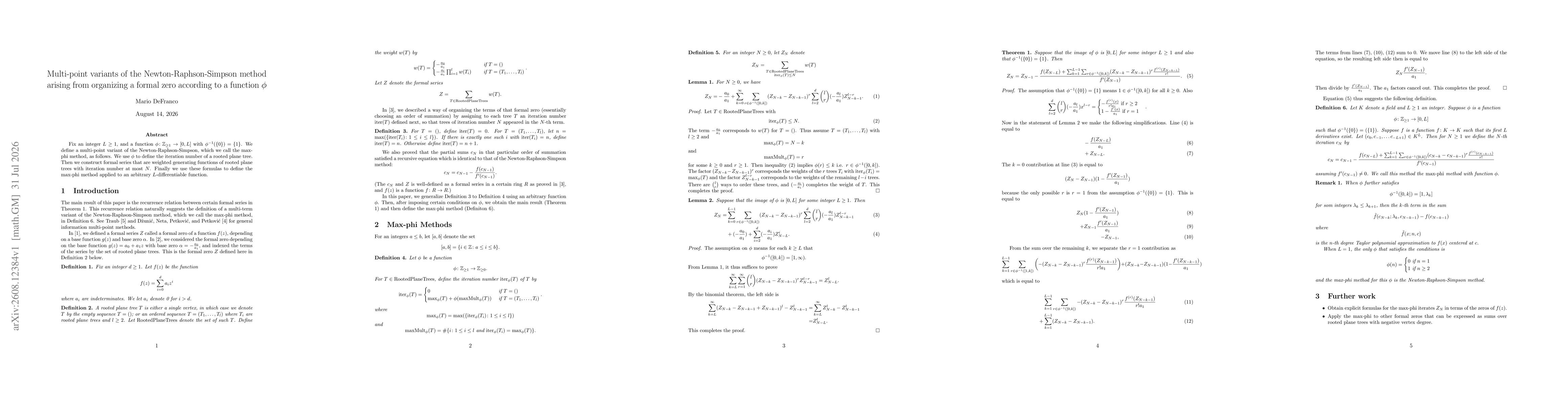 Thumbnail for Multi-point variants of the Newton-Raphson-Simpson method arising from organizing a formal zero according to a function $φ$
