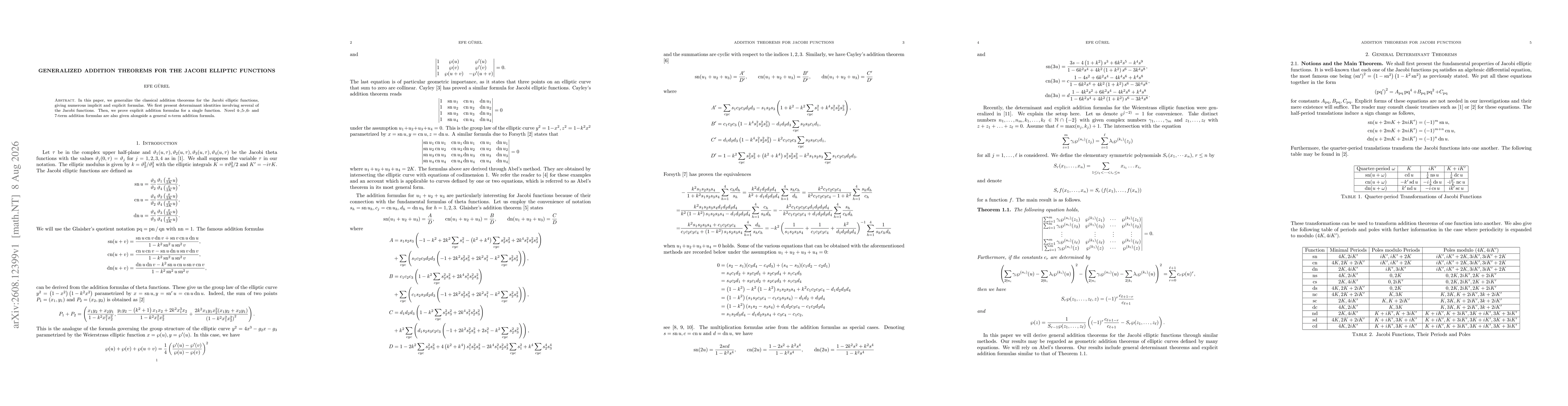 Thumbnail for Generalized Addition Theorems for the Jacobi Elliptic Functions