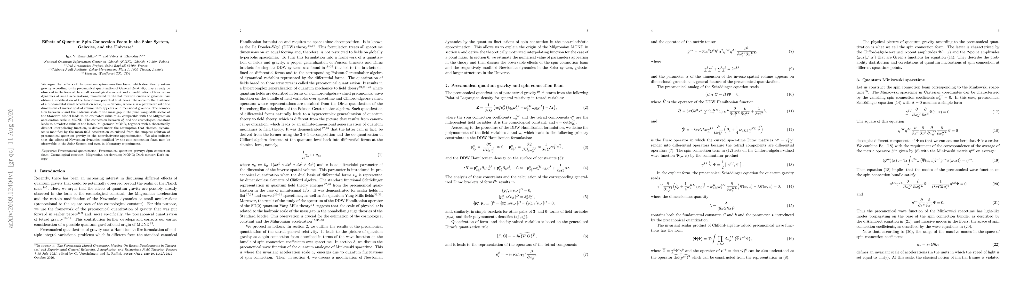 Thumbnail for Effects of Quantum Spin-Connection Foam in the Solar System, Galaxies, and the Universe