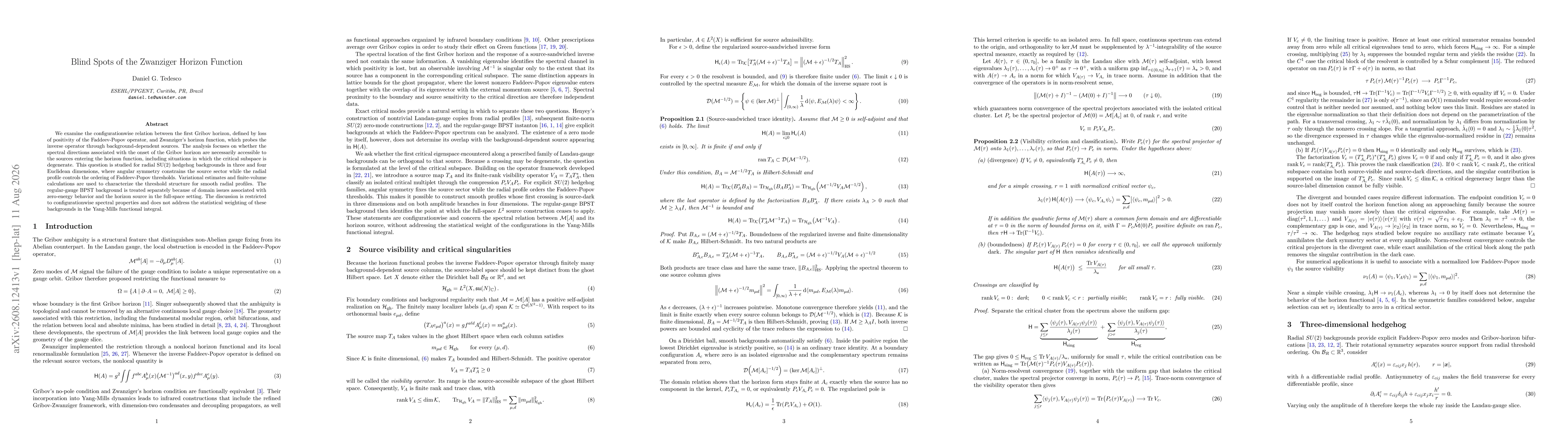 Thumbnail for Blind Spots of the Zwanziger Horizon Function