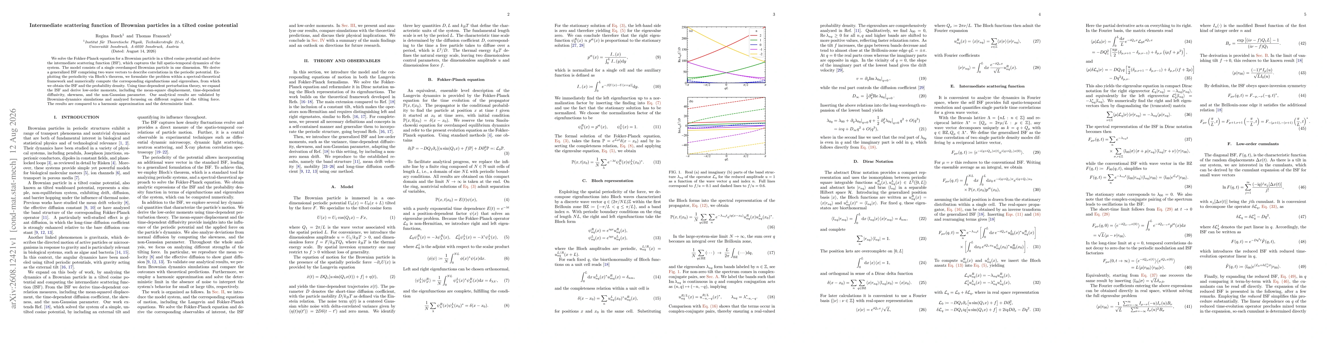 Thumbnail for Intermediate scattering function of Brownian particles in a tilted cosine potential