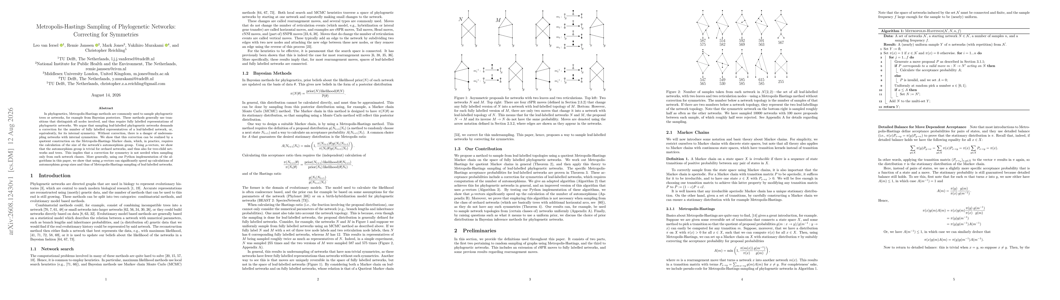 Thumbnail for Metropolis-Hastings Sampling of Phylogenetic Networks: Correcting for Symmetries