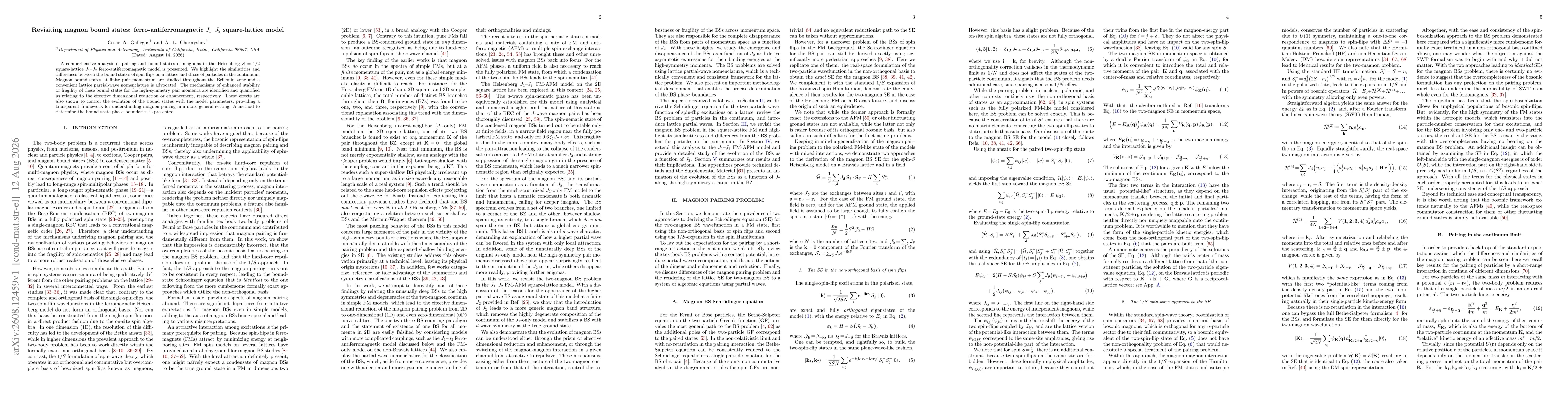 Thumbnail for Revisiting magnon bound states: ferro-antiferromagnetic $J_1\!-\!J_2$ square-lattice model