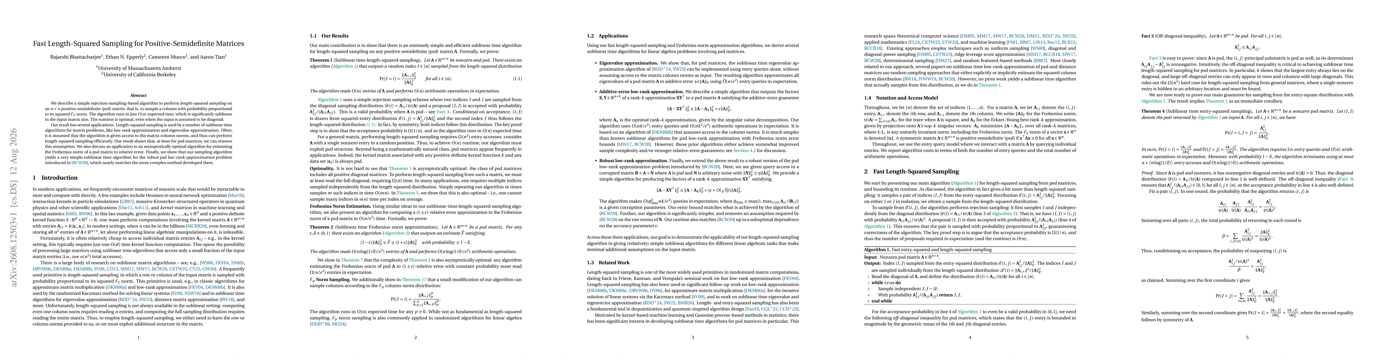 Thumbnail for Fast Length-Squared Sampling for Positive-Semidefinite Matrices