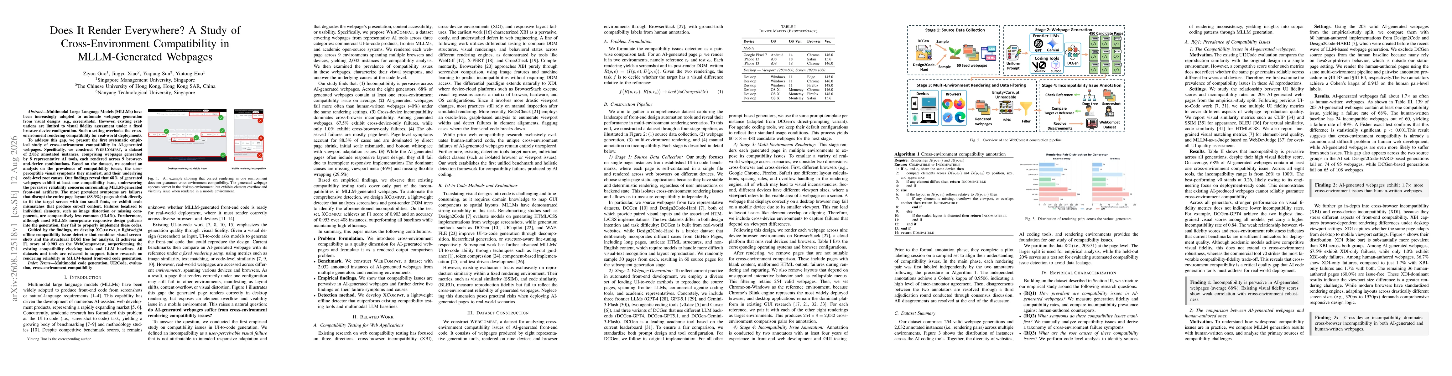 Thumbnail for Does It Render Everywhere? A Study of Cross-Environment Compatibility in MLLM-Generated Webpages