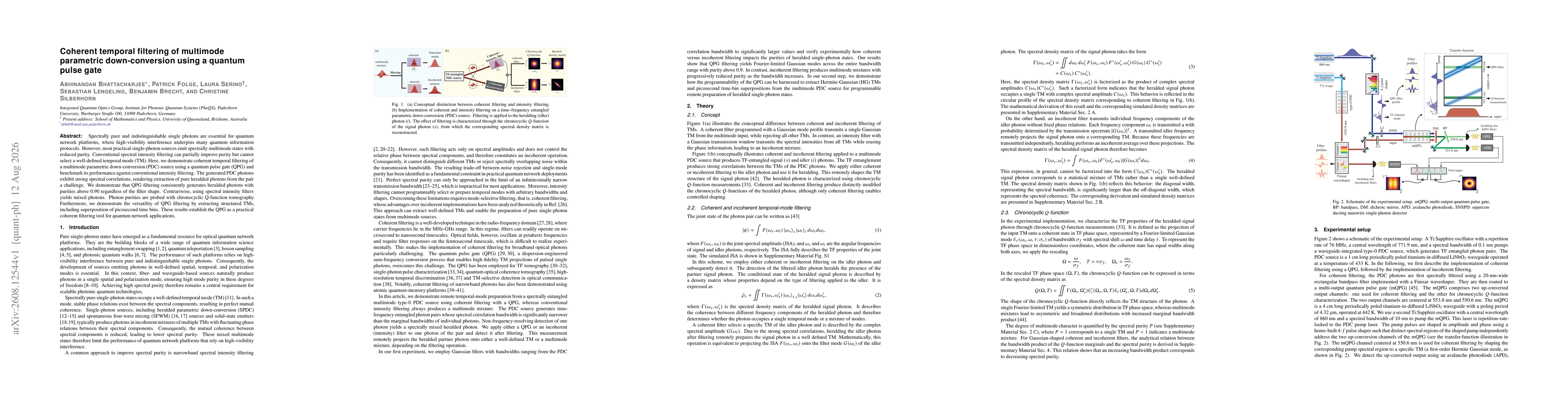 Thumbnail for Coherent temporal filtering of multimode parametric down-conversion using a quantum pulse gate
