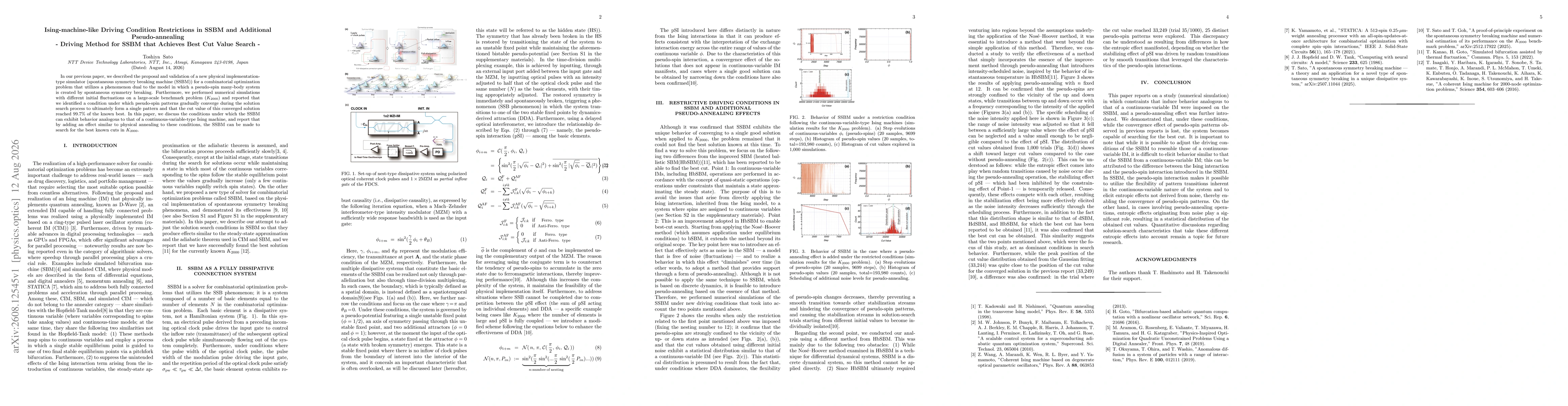 Thumbnail for Ising-machine-like Driving Condition Restrictions in SSBM and Additional Pseudo-annealing- Driving Method for SSBM that Achieves Best Cut Value Search -