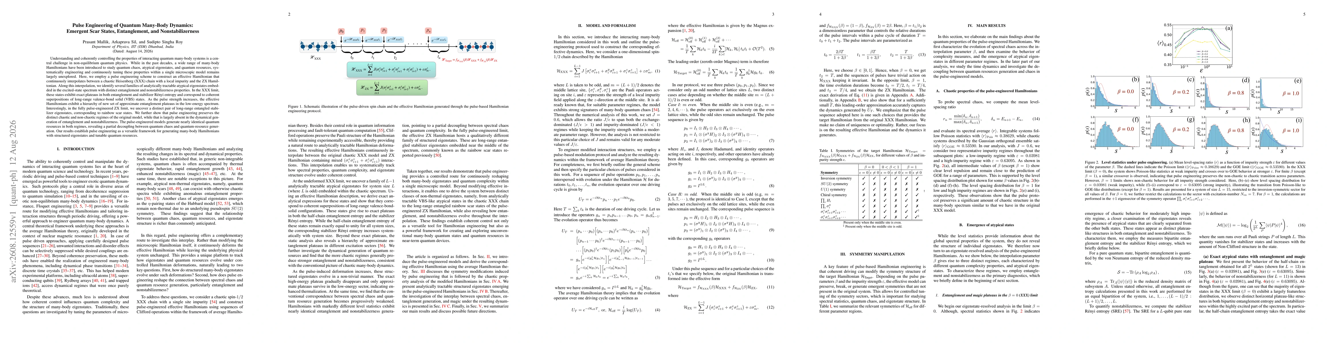 Thumbnail for Pulse Engineering of Quantum Many-Body Dynamics: Emergent Scar States, Entanglement, and Nonstabilizerness