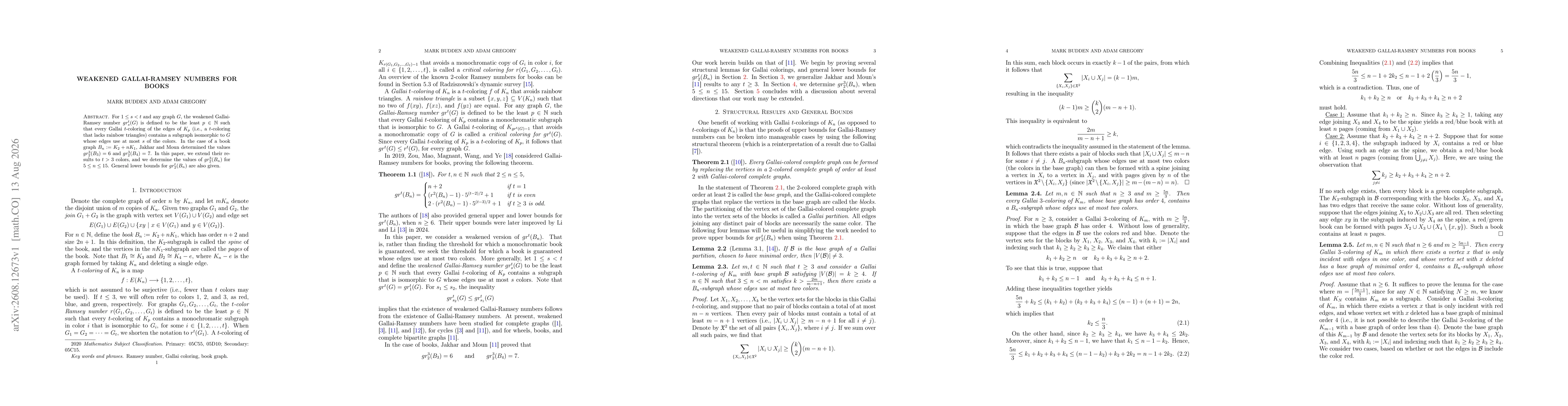 Thumbnail for Weakened Gallai-Ramsey Numbers for Books