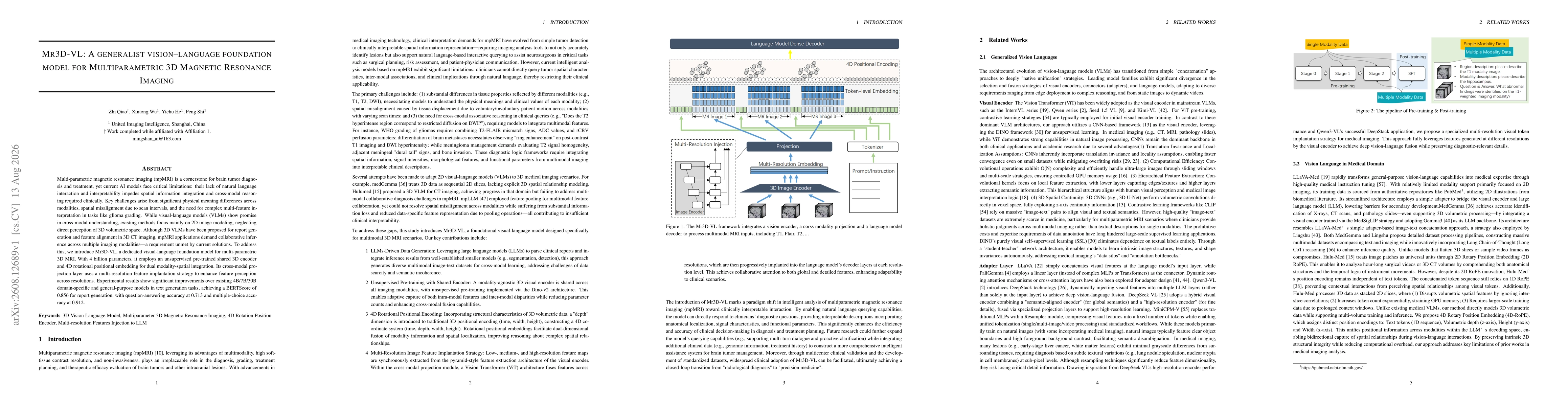 Thumbnail for Mr3D-VL: A generalist vision language foundation model for Multiparametric 3D Magnetic Resonance Imaging