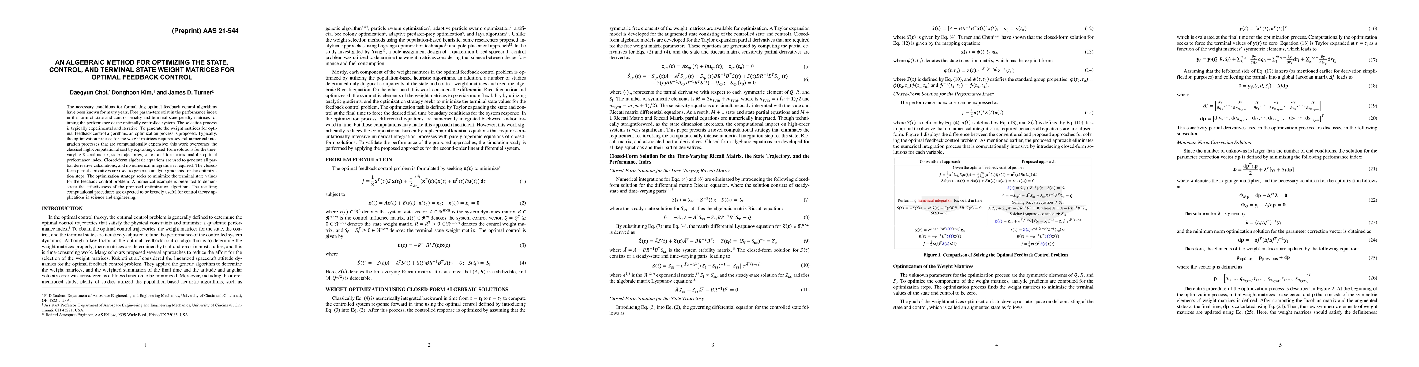 Thumbnail for An Algebraic Method for Optimizing the State, Control, and Terminal State Weight Matrices for Optimal Feedback Control