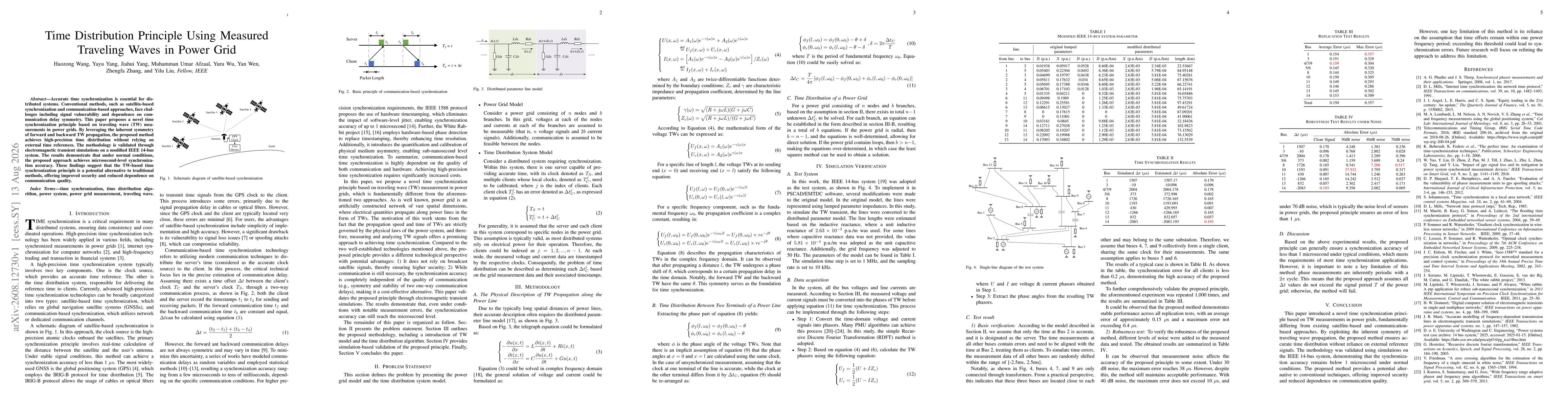 Thumbnail for Time Distribution Principle Using Measured Traveling Waves in Power Grid